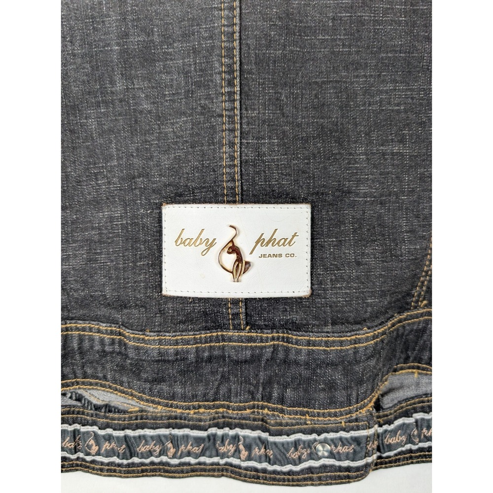 Vibtage Baby Phat Denim Jacket Button Front logo Cuffs Size 2X - Picture 10 of 12